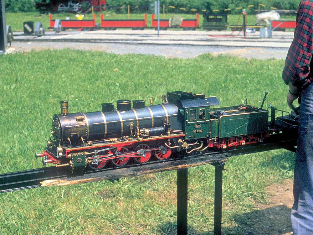 55 2502 (Spur 3) von Manfred Knupfer, Leonberg. Dampfbahnfreunde Friedrichsruhe Reithmeiertage, Juni 1977.